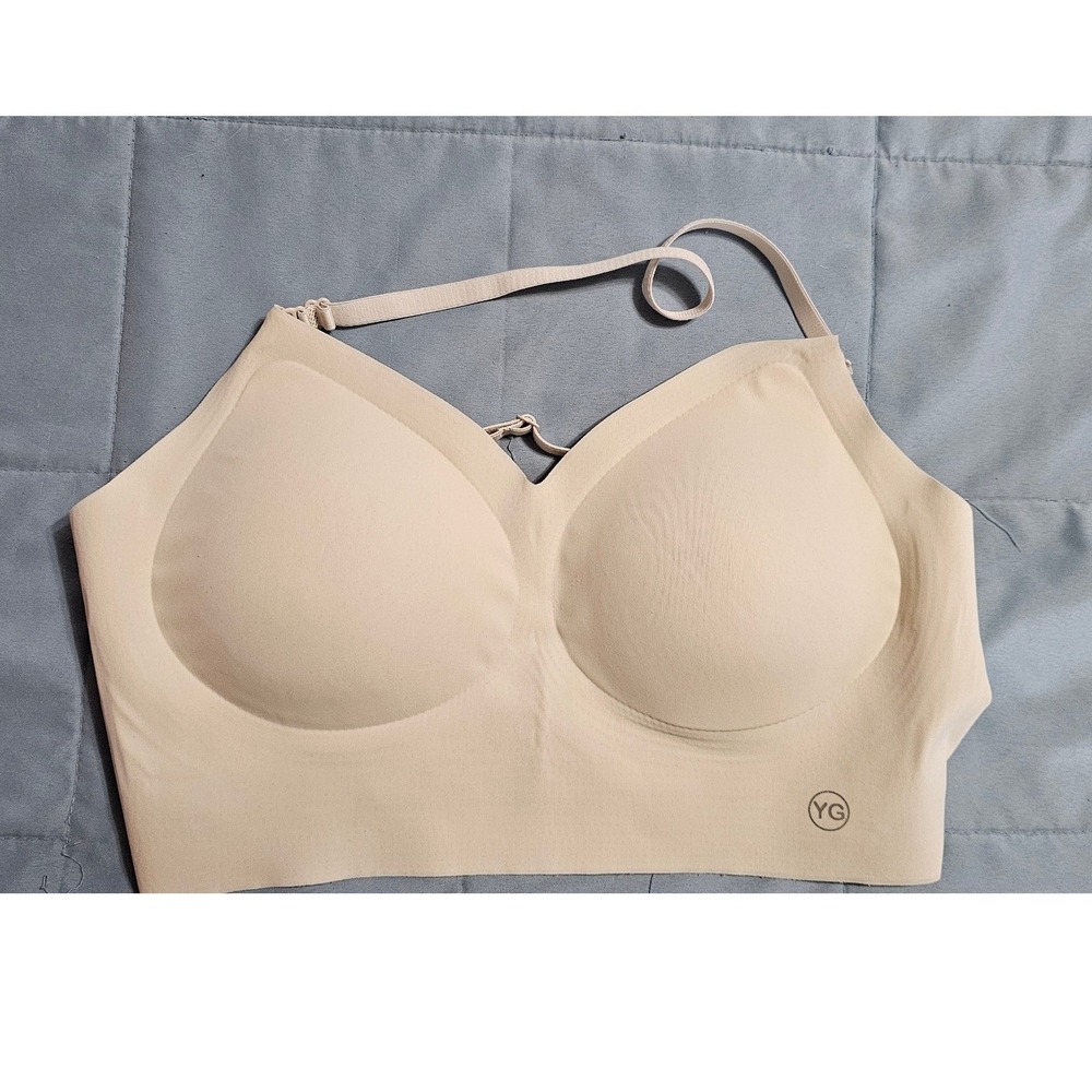 YG Women Seamless Wireless Bralette Nude Beige Removable Pads Size L